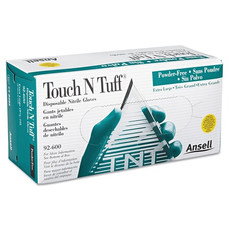 Ansell 9-1/2" Chemical Resistant Gloves, Nitrile, XL, 100PK 105080